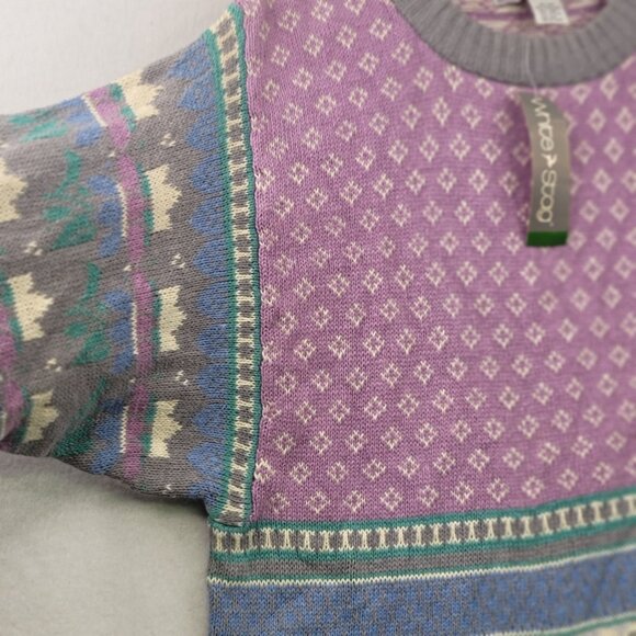Vintage White Stag Sweater Large Linen Cotton Oversize Purple Gray Deadstock New - Picture 2 of 11